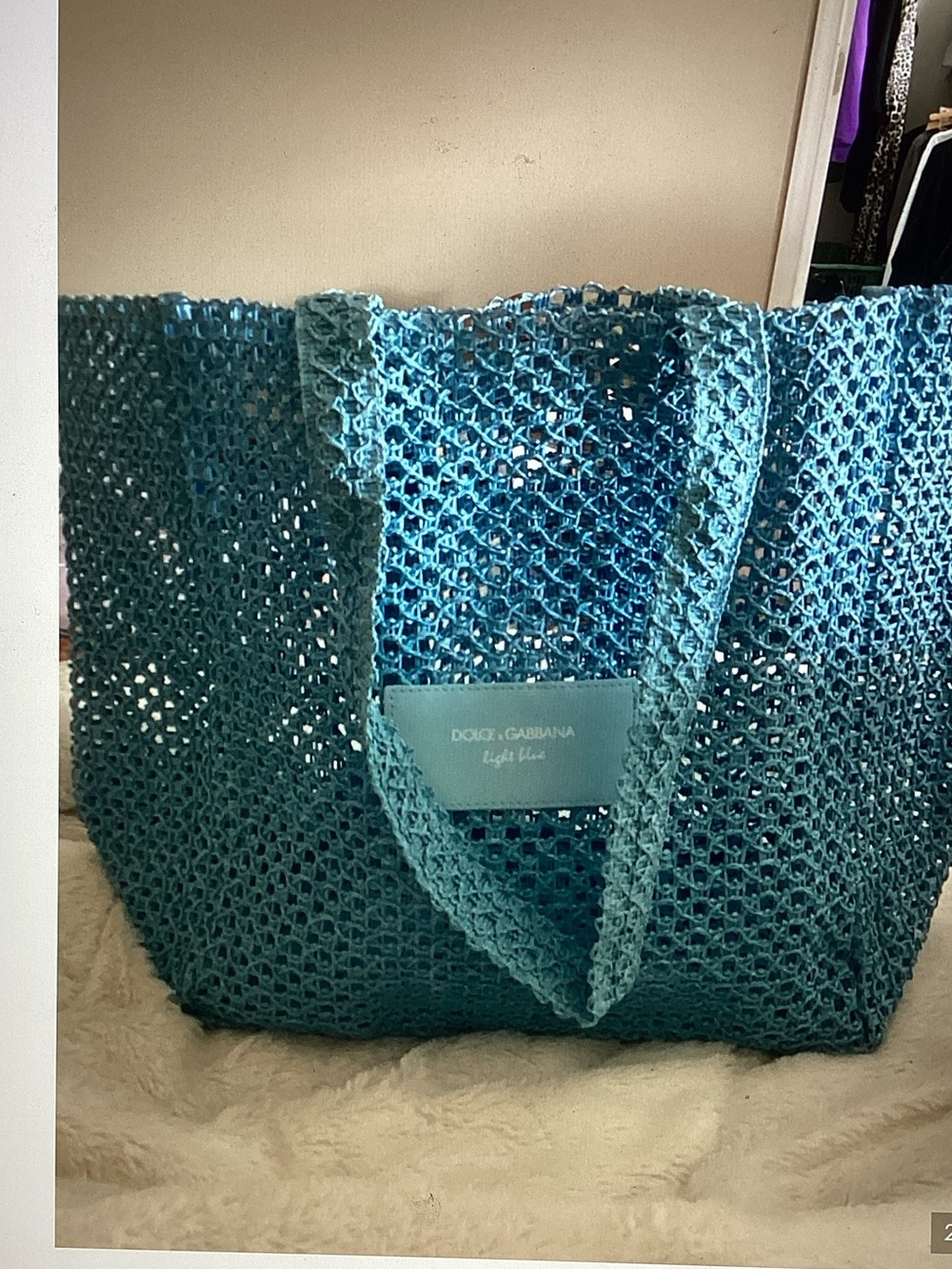 Dolce & Gabbana light blue  Crochet Tote/Beach Bag